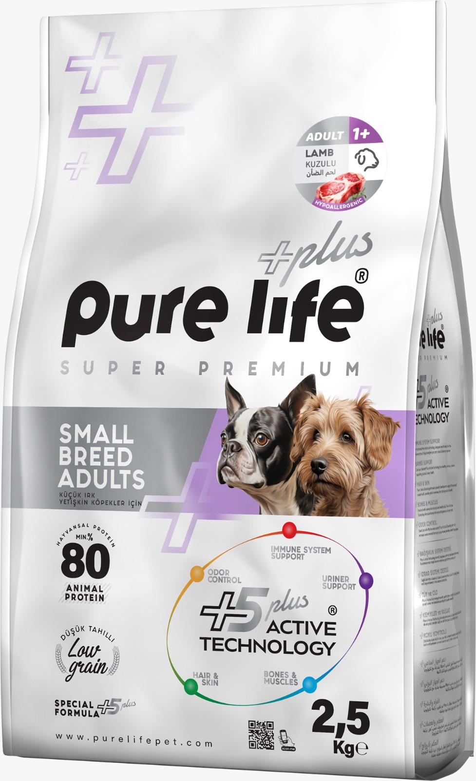 Pure Life Plus - Kuru Mama - Köpek - Küçük Irk  - 2,5 kg - Kuzulu